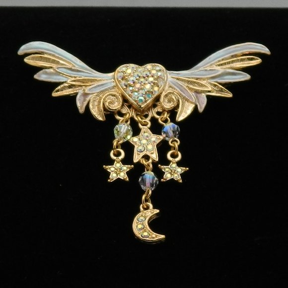 Kirk's Folly Brooch - ALWAYS FAITHFUL WINGED HEART - Picture 1 of 6
